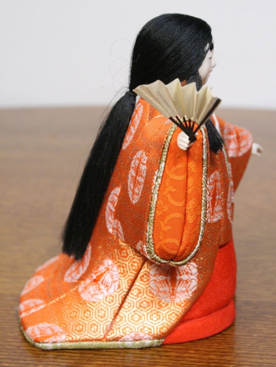 Vintage Japanese Girl Doll in Kimono. Fan Dance. Gofun Face. High