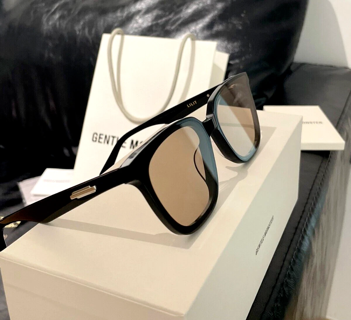 2023 Original Gentle Monster Sunglasses Lilit 01(BR)Black Frame Brown Lenses