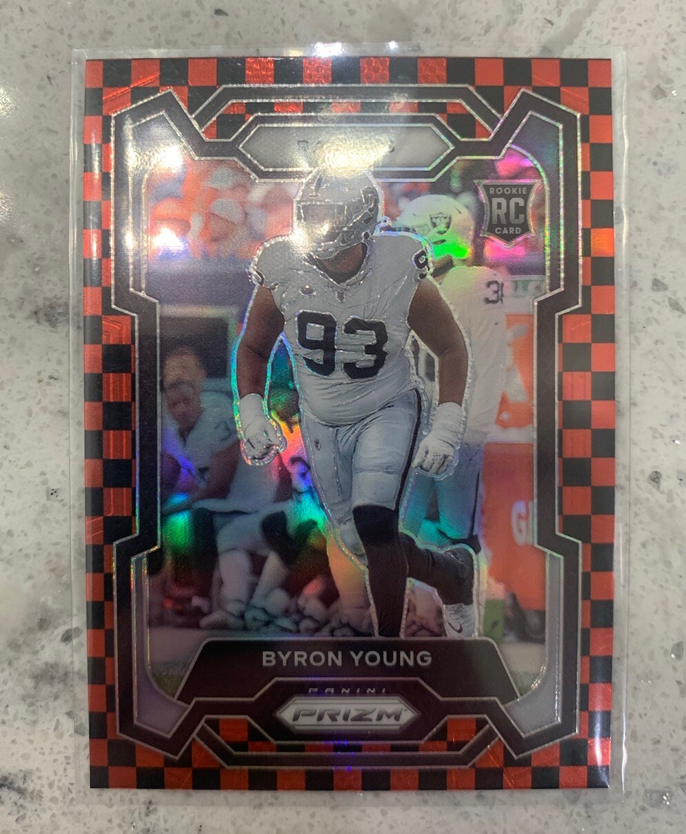 2023 Prizm Football Byron Young Red Black Checkerboard Case Hit Rookie RC #355