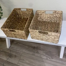 Wicker Baskets Set Of 2 7x11.5x16” And 7.5x12x13”