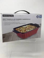 NEW FRIGIDAIRE Rectangular Ribbed Casserole 8" Non-stick Stoneware Pan