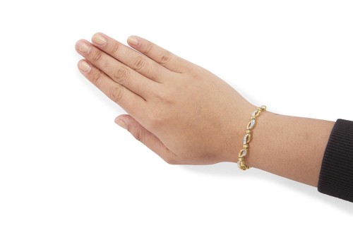 10K Yellow and White Gold 1/2 Cttw Channel Diamond Tennis Bracelet (H-I, I1-I2) - Picture 5 of 7