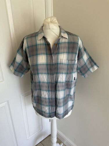 FINISTERRE Damen Shirt Bluse Top Größe 8 Leinen 100% Blau Outdoor Designer