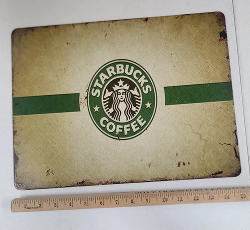 Starbucks Coffee Cafe Espresso Metal Beer Sign Vintage Style 16x12 Reproduction