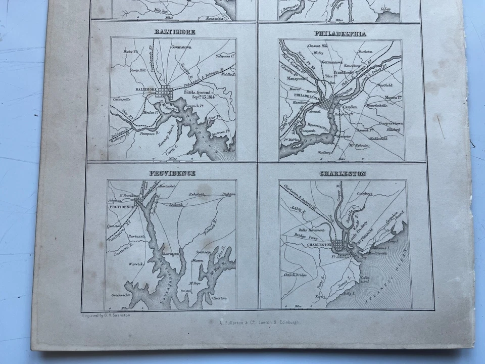 Mapas antiguos de las principales ciudades de Estados Unidos c1856 grabado Foto 3 de 4