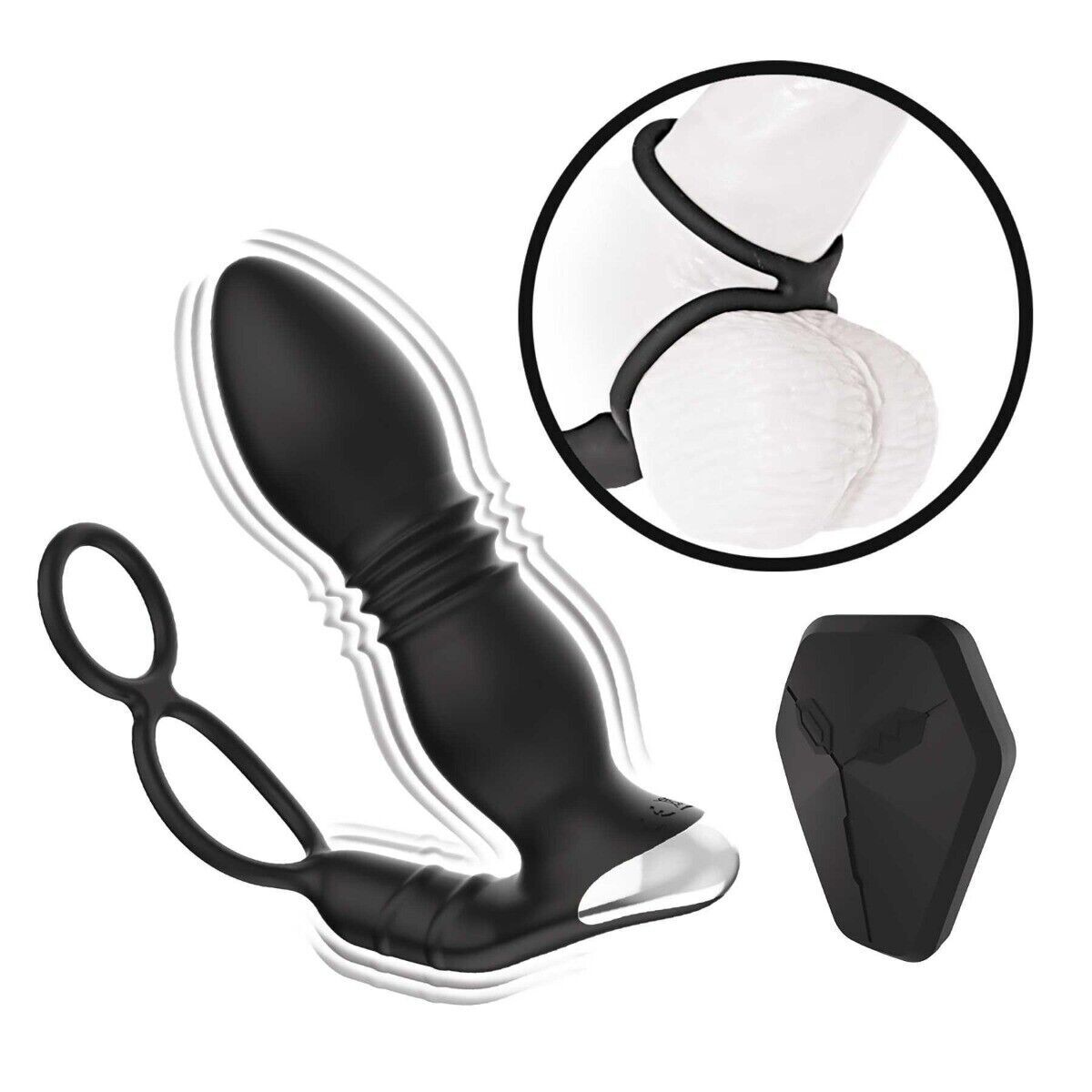 Ass-Sation Wireless Remote Control Thrusting Power Anal Butt Plug Vibrator 