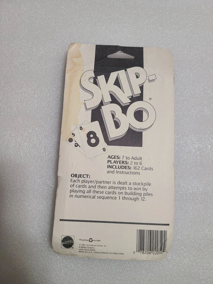 Vintage 1992 Mattel Skip Bo Card Game Made In USA Brand New Sealed - Image 2 of 2