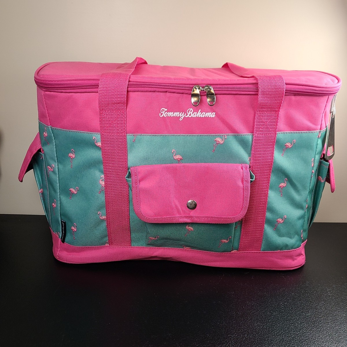 Tommy Bahama Insulated Cooler Bag Beach Tote Pink Flamingos Teal
