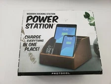 High-quality wooden Clutter-free power/docking station for phones, tablets, etc.
