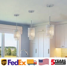 3 Pack Crystal Pendant Light Chrome Ceiling Chandelier Kitchen Island Fixture UL