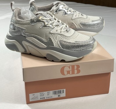 NWB Gianni Bini StepUp Chunky Patform Sneakers Silver and White US Womens Sz 8