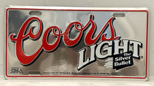Vintage Coors Light The Silver Bullet Aluminum License Plate