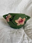 Roseville Small Green Jardiniere (approx diameter 4 1/2") with handles