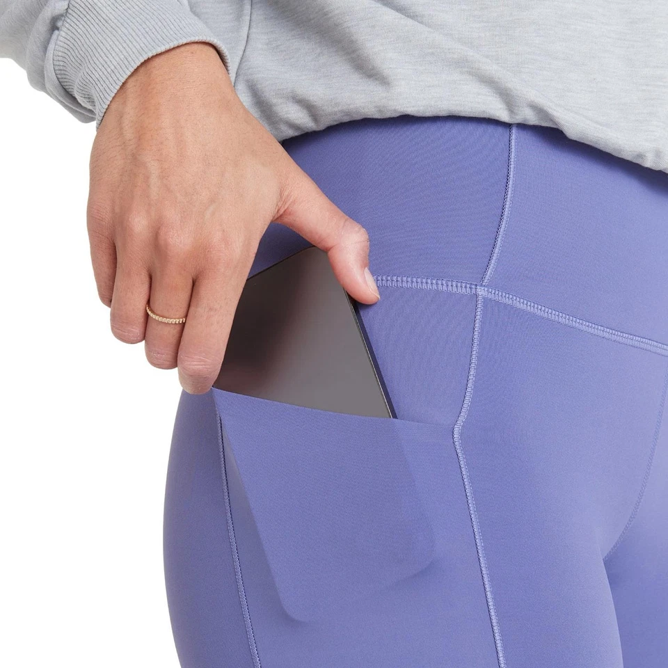 Pantalones Cortos de Bicicleta Lole Cintura Alta Púrpura Anochecer con Bolsillo para Teléfono - Medianos Foto 3 de 4