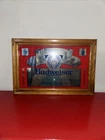 Vintage 80s Budweiser Beer Framed Mirror Bar Sign Man Cave