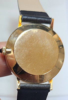 Movado Zenith Swiss Made Manual Wind Black Dial 14ķ SOLID GOLD Leather Watch
