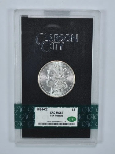 1884-CC Morgan Silver Dollar GSA Treasure MS62 CAC CACg *4505