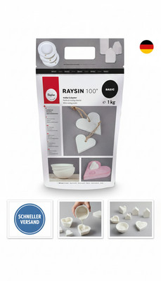 Rayher 3410302 Raysin 100 Gießpulver, Gießmasse Weiß, Reliefgießpulver, Lufthärt