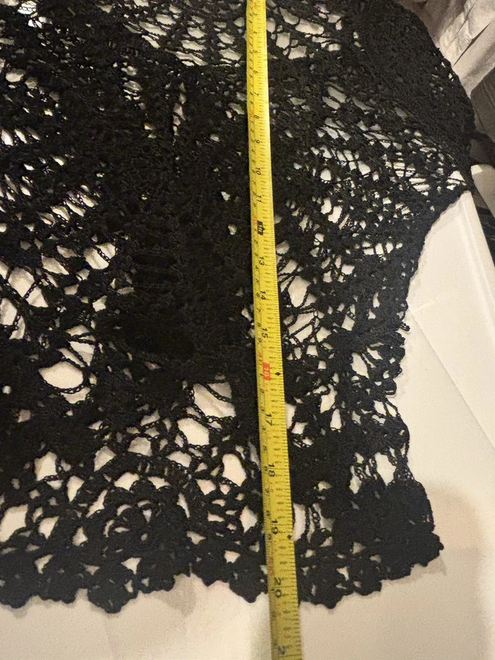 Vintage y2k Crochet cardigan top sz S Black fairy grunge whimsigoth Witchy 00s - Image 2 of 4