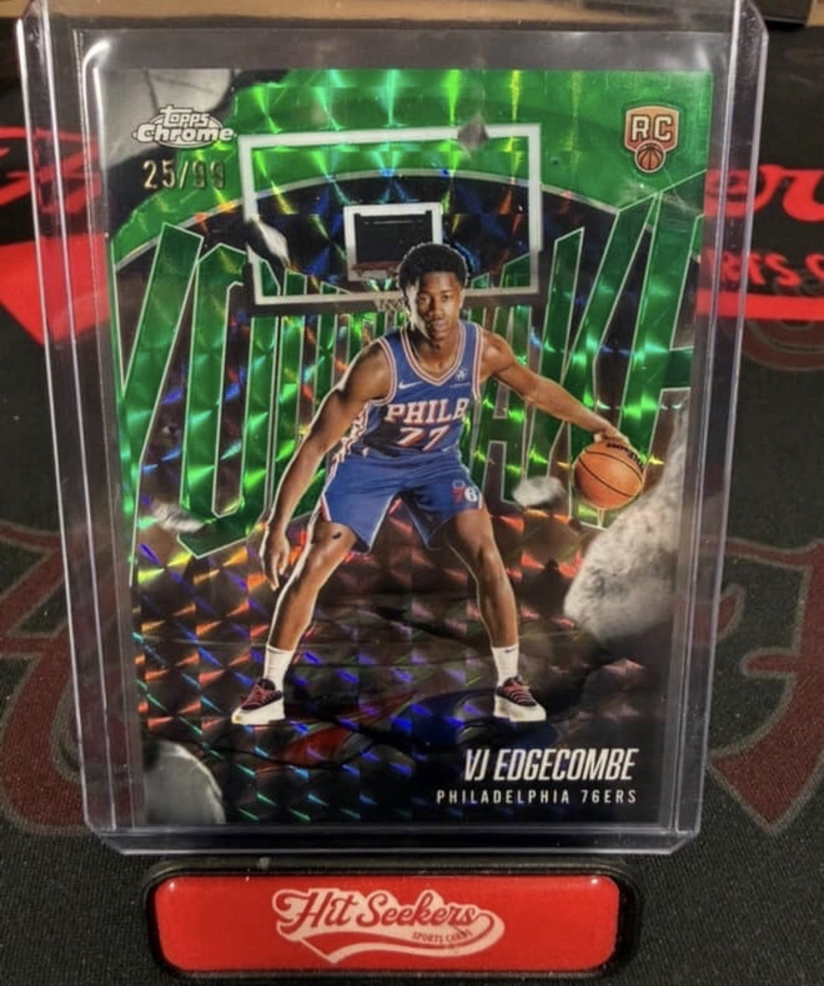 2025/26 Topps Chrome VJ Edgecombe Youthquake Green Refractor RC Rookie /99