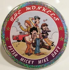 The MONKEES - Metal Pin Pinback Peter Davy Mike Mickey Modern