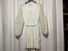 Cato Sweater Dress Womens 18/20W Plus Rib Knit Midi Evening Soiree Stretch Ivory
