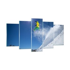 Impression sur Verre 160x85cm Tableaux Image Photo Ski hiver neige montagne