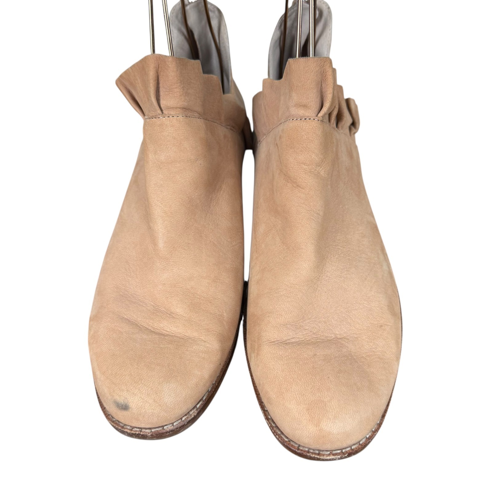 Sole Society Brinya Suede Ruffle Ankle Boots Booties Slip On Shoes Blush sz 10