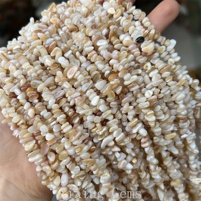 30 Inch 3-5mm High Quality Natural Grey Shell Chip Beads for Jewelry Making DIY