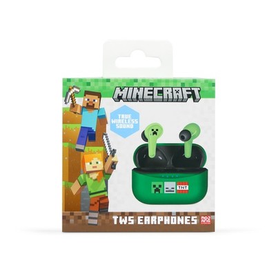 OTL Technologies MC1227 Minecraft TWS Kopfhörer mit kabelloser Ladehülle, Grün