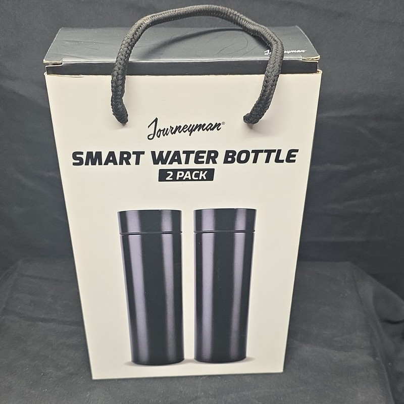 Journeyman Smart Water Bottle 2 Pack Black Screw-on Lid Not Dishwasher Safe