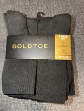 Brand New Men  s Gold Toe Crew Socks 6 Pair Black Size 6-12.5