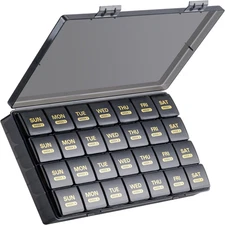 Large Monthly Pill Organizer 28 Days Portable One Month Pill Box Weekly Case