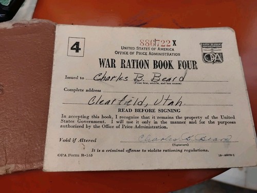 Vintage WW2 War Ration Book Four With Stamps 