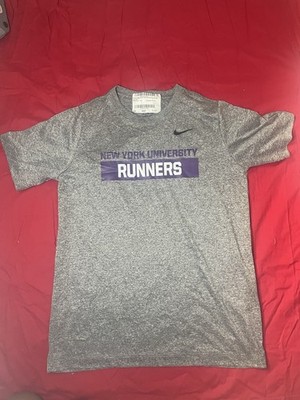 Nike Dri-FIT NYU Runners Graphic Logo Tee Shirt Men's M Gray Short Sleeve