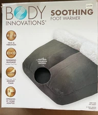 Body Innovations Soothing Foot Warmer Massager Black Memory Foam Vibrate Heated