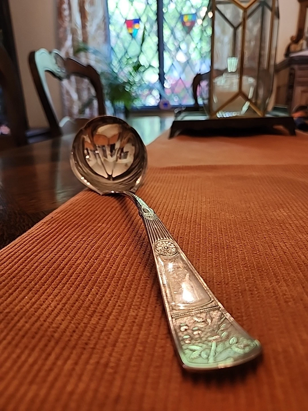 Vintage 1847 Rogers Bros. Silverplate Large Punch Ladle • Intricate Pattern!