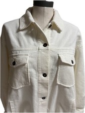 Zara Ivory Button-Up Collared Jacket with Pockets Long Sleeve Size M