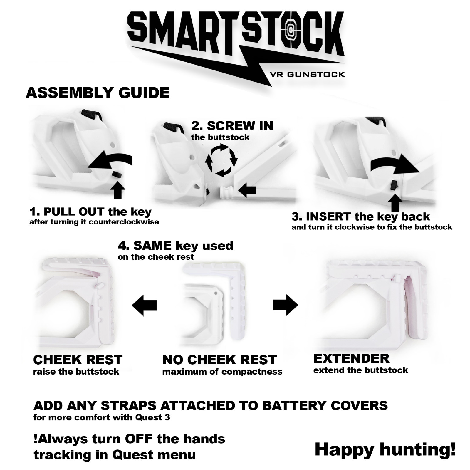 SMARTstock VR Gunstock for Meta Quest & Rift S, nonmagnetic fast movement