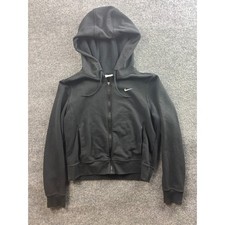 Nike Full Zip Hoodie Womens Small Black Dri-FIT Embroidered Swoosh Sweatshirt