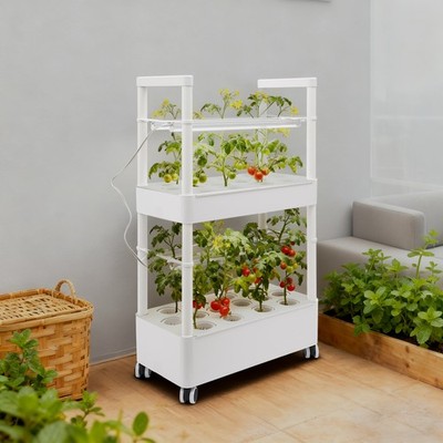 Hydroponic System 2-tier 28 Planz Grow Kit With Lights Indoor Herb Garden Start