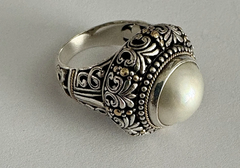 Phillip Gavriel Sterling Silver & 18K Gold Peal Ring Size 8   No Reserve - Image 2 of 4