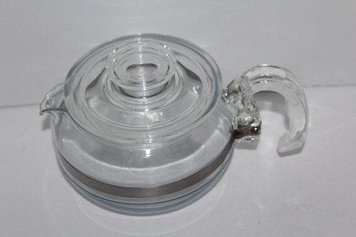 Teiera teiera vintage Pyrex Flameware # 8446 con coperchio 6 tazze - Foto 2 di 7