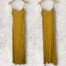 Reformation Harlowe Front Slit Maxi Dress V-Neck Size 2 Ochre Yellow Golden NWT