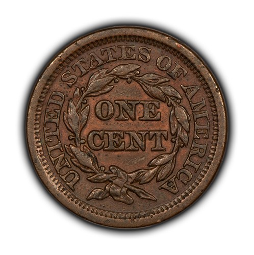 1847 1c Braided Hair Large Cent - Chocolate Brown XF - SKU-Y5810 - Picture 2 of 4