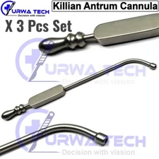 3X Eicken killian Antrum lrrigation cannula 3mm Sinus Suction Tube Surgical Inst