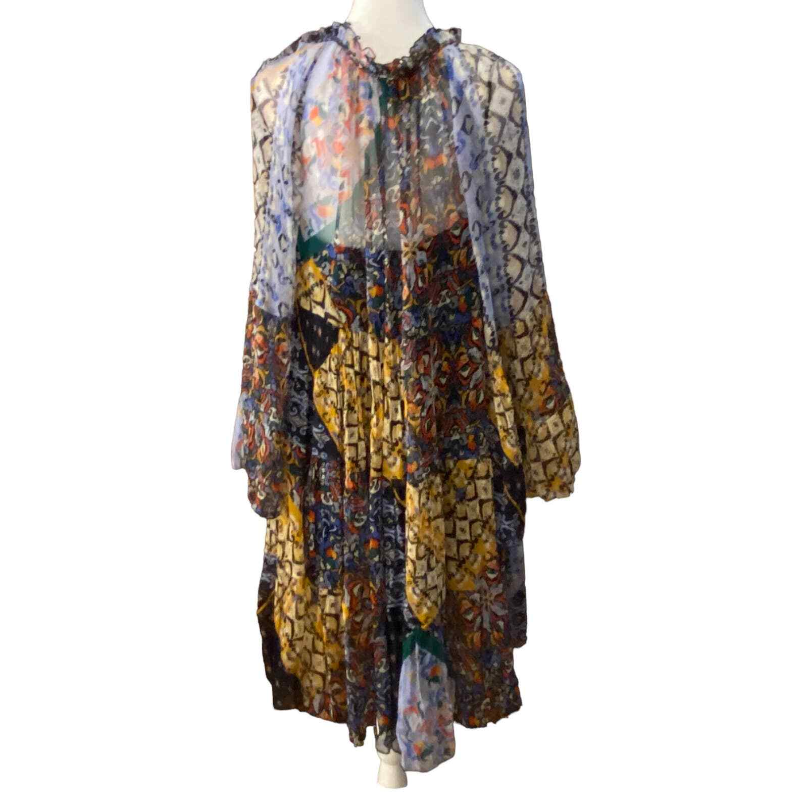 Johnny Was silk multicolor Mini Patchwork Bell Sl… - image 5