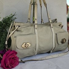Olivia Harris Bone White Soft Sheep's Leather Shoulder Bag Xl