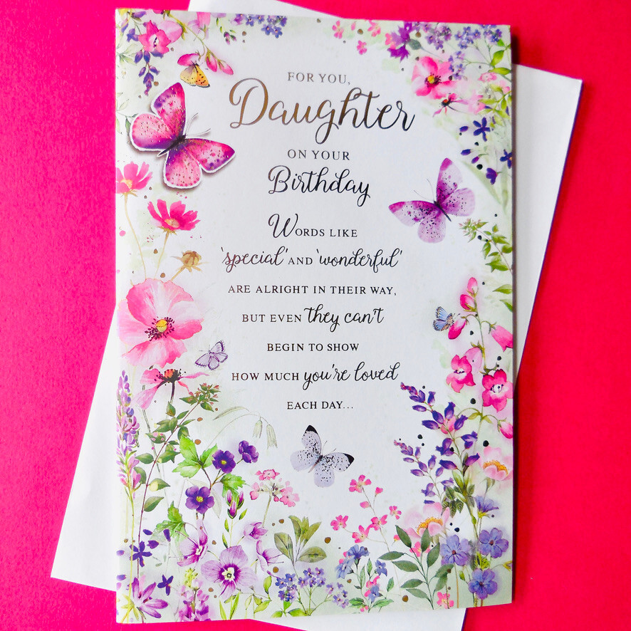 Daughter Birthday 9""x6"" Floral Lovely Verse Special Message Nice Words 23x15cm