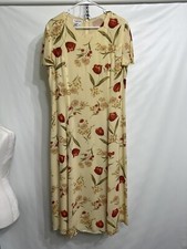Vintage Talbots Maxi Dress Sz12 Pale Yellow Lightweight RustFlowers Cottagecore